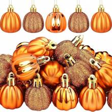 Thanksgiving Tree Ornaments Shiny Pumpkin Plastic Ornaments Fall Decorations For Home