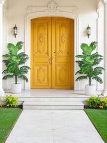 1pc Large Artificial Plant, Fake Palm Tree, Tropical Palm Leaves, Faux Palm Plant, Imitation Coconut Palm, Tall Tree, Indoor Realistic Plastic Monster Leaves Decor For Home, Garden, Office