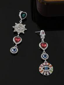 1 par de pendientes elegantes de latón con diseño geométrico vintage, apropiados para uso diario