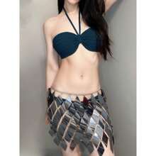 1 件欧美风格镂空闪亮菱形五角星亮片吊坠可调节链条流苏身体链腰链，女性性感配饰，适合海滩、夜总会、母亲节、音乐节、日常穿着