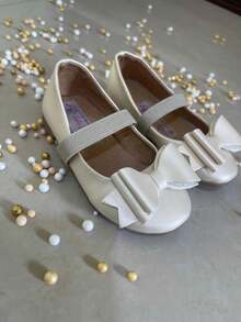 balerina para niña flats con moño perla con moño para fiestas - Beis - Ver 4
