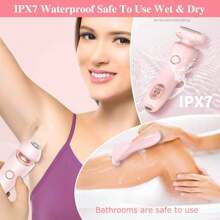 二合一防水电动剃须刀，女士比基尼修剪器，双刀头设计，轻松无痛修剪面部、腋下和腿毛，IPX7级防水，刀头可拆卸，男女通用便携式多功能剃须刀，是开学季、万圣节和圣诞节的理想礼物。 - 彩色 - 查看 7