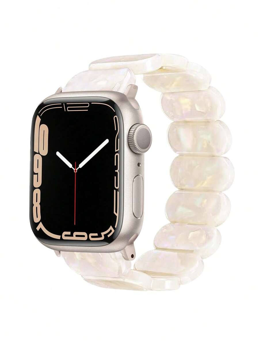1pc Fashionable Minimalist Women's AppleWatch Band, Oval Resin Elastic Strap Style, Lightweight, Breathable, And Easy To Wear, Waterproof And Scratch-Resistant, Sizes Include 38/40/41mm, 42/44/45/49mm, 42mm For S10, 46mm For S10, Professional Fit For AppleWatch Ultra 2/1, SE 10/9/8/7/6/5/4/3/2/1. - Multicolor - View 1