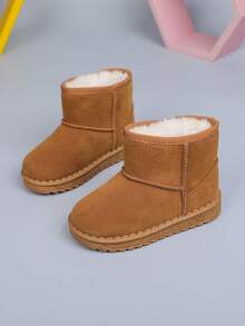 1 Paar Kinder Einfarbige Winterstiefel, Mädchen Einfache Mode Schneestiefel, Dicke Warme Weiche Sohle Bequeme Schlüpfstiefel, Geeignet für Jungen und Mädchen zum Tragen im Freien im Winter (Empfehlung: eine Nummer größer bestellen)