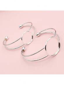 قاعدة سوار DIY قابلة للتشكيل بحجم 20/25 ملم لتركيب الحجر الكريم المستدير، قطعتان من ملحقات صنع المجوهرات اليدوية