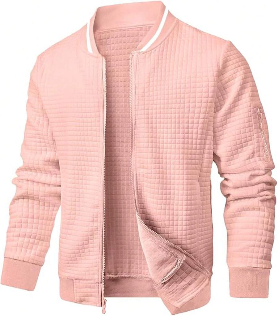 Mens Casual Lightweight CoatChristmas MQ4K - 粉色 - 查看 1