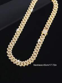 1 件装镶钻链手链/项链，嘻哈闪亮风格，适合日常佩戴、夜间外出和节日礼物 - B - 查看 10