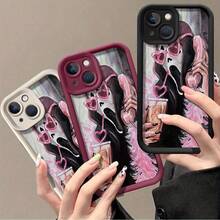 Scary Movie Pattern Frosted Soft Case For Apple  17 Air/16/15/14/13/12 Pro Max 17/16/15 Plus 11/X/Xsmax Mobile Phone Case Tpu For Galaxy S22 S23 S24 S25 Ultra/Plus/FE/Edge/+ Anti-Fingerprint Anti-Fall Durable For Men And Women - White - View 3