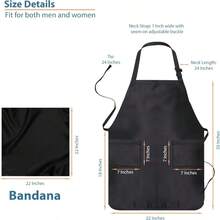 Cotton Linen Aprons With Pockets For Baking Funny Printed Aprons For BBQ Parties Adjustable Cotton Chef Aprons With 2 Pockets And Complimentary Bandana Kitchen Apron For Women And Men Insulated Aprons For Hot Food Handling - 2個裝-紅色 - 查看 2