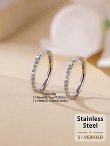 1pc Elegant 18K Gold Plated Stainless Steel Zirconia Inlaid Nose Ring, Hinged Closure Cartilage Spiral Earring Lip Ring, Body Piercing Jewelry, Inner Diameter Options: 6mm/8mm/10mm/12mm, Diameter: 16G/1.2mm/18G/1.0mm