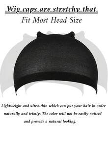 12PCS Black Wig Caps For Women And Men, Stretchy Nylon Stocking Caps With Closed End Mesh, Breathable & Secure Fit