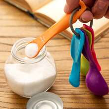Set Of 5 Colorful Plastic Measuring Spoons, Plastic Measuring Cup, Stackable Plastic Measuring Spoons With Spout And Handle For Precise Cooking And Baking, Durable Kitchen Tool For Recipes, Baking Essentials, Vibrant Kitchen Utensils, Baking Tools - Measuring Spoons 5pcs - View 3
