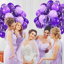 62pcs 12-Inch Purple Balloons With Metallic Soft Purple Confetti Balloons, Latex Balloon Set For Purple Birthday, Wedding, Baby Shower, Party Decorations - No Electricity Needed, Suitable For All Seasons And Father's/Mother's Day Parties