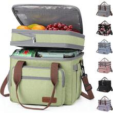 Maelstrom 23L Insulated Lunch Box For Men Women,Expandable Double Deck Lunch Cooler Bag,Lightweight Leakproof Tote Bag With Side Tissue Pocket,Gray