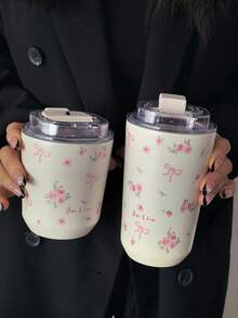 1 件粉色蝴蝶结和碎花 280ml/380ml 双层不锈钢保温杯、杯子、水瓶，适用于健身房、办公室、家居、户外、旅行、节日礼物、毕业典礼、返校、母亲节 - 彩色 - 查看 7