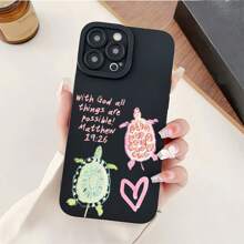 Cute Turtle Shell Pattern- Phone Case For IPhone X/XS/11/12/13/14/15/16 Pro -Anti-Scratch With Full Camera Protection - Stylish & Durable -Cute Aesthetic Gift For Friend - 黑色 - 查看 5