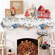 1 Stück blau-orange Kürbis Herbst Kaminsims Schal Abdeckung, Thanksgiving botanische Blätter Kaminsims Schals Kaminsims Regal Tischläufer für saisonale Feiertagsparty Heim Dekorationen