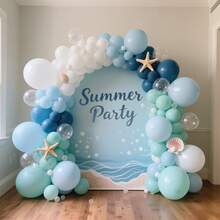 Kituri de baloane pentru petrecere subacvatică, 75 de bucăți - Macarons albe, albastre, albastru intens, baloane cu tematică oceanică, petrecere de ziua de naștere, decorațiuni pentru petrecere, decorațiuni pentru petrecere de vară la malul mării