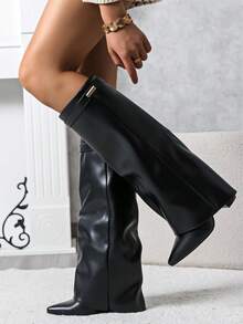 Folded Over The Boot With A Strap And Ornament Holiday Vacay Vibe For And Summer Shoes Spring Shoes Spring Break Easter - Black - View 3