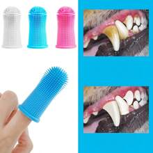 Dog Super Soft Pet Finger Toothbrush Teeth Cleaning Silicone Tooth Brush Tool Dog Cat Cleaning - Blue - View 3