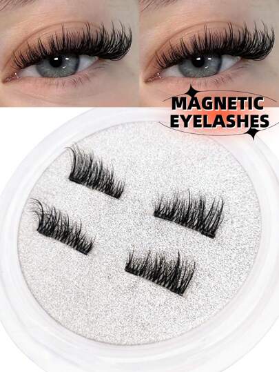 1 Pair Magnetic False Eyelashes, Half-Lash Style, No Glue Needed, Short Magnetic Lashes, Natural Cat Eye Makeup Effect, Reusable, Suitable For Eyelash Extensions, Ideal For Slouchy People, Beauty Bloggers, And Gifts