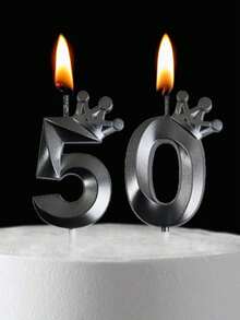 Black Shell Crown Numeric Birthday Anniversary Theme Party Cake Decorative Candles