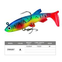 7.5cm 13.5g Soft Lure Jig Head, Fishing Lure, Bionic Fake Bait For Sea Bass Boat Fishing, T-Tail Soft Fish Bait