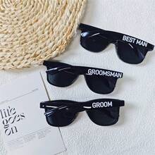 1 件婚礼装饰黑色字母新郎/伴郎/伴郎单件派对眼镜新郎婚礼摄影道具 - 黑色 - 查看 3