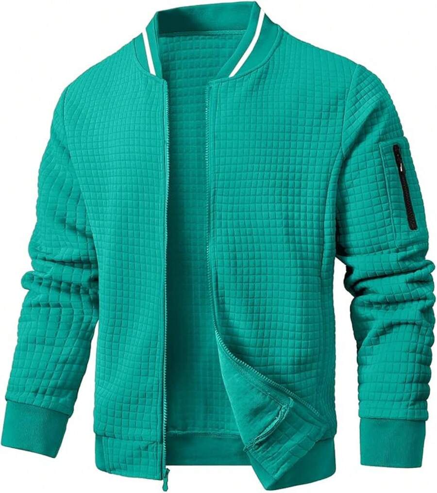 Mens Casual Lightweight CoatChristmas MQ4K - Mint Green - View 1