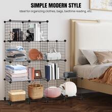 12pc Wire Cube Storage Organizer Shelving Unit Shelves Rack Modular Bookshelf, Interlocking Shelving Unit, Living Room Organizer Display Shelves, Closet Cabinet Organizer Shelves DIY Bookcases - Black-12 Cubes - View 8