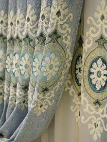 1pc Luxury European Embroidered Blackout Curtain, Elegant For Living Room Or Bedroom, Suitable For Floor-To-Ceiling Windows - Multicolor - View 8