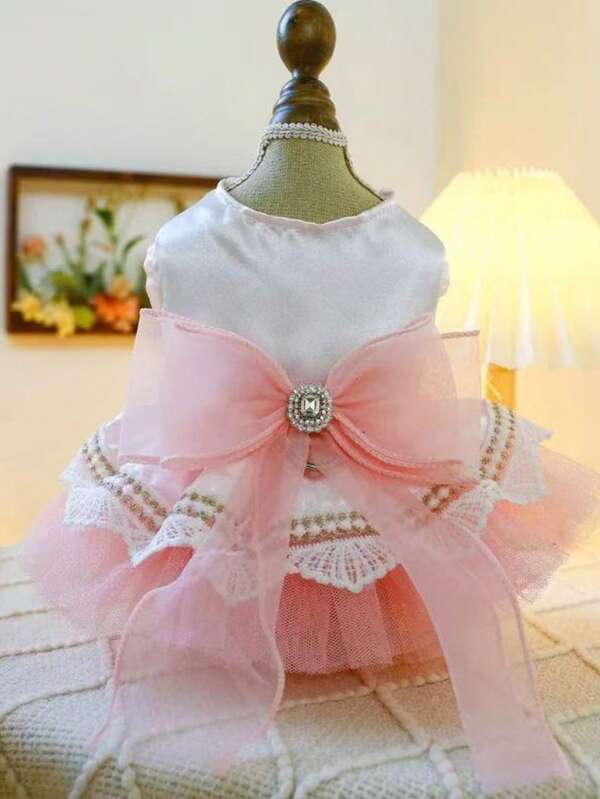 1pc Pet Dress, Suitable For Cats And Small Dogs, Cute Princess Tulle Dress, Breathable And Lightweight, Comfortable Wedding Tulle Dress - Peach Tulle Dress