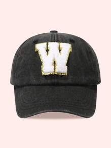 1pc Kids 26 Letters Baseball Cap, Washed Baseball Hat For Boys And Girls, Suitable For Outdoor Activities And Daily Wear, Sun Ion - Gold Label-black Washed Cap - View 68