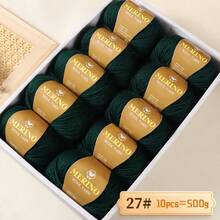 500g 精细 212 美利奴羊毛和羊驼毛线，手工编织 DIY 材料，适用于男女秋冬季毛衣、围巾、帽子和保暖服装。1 个大包装，10 个球/包 - 彩色 - 查看 29