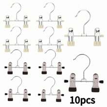 10 Pieces Set Of Multifunctional Clips, Adjustable Clips, Non Slip , Brushed Metal Pants Clip, Portable Shoe Drying Clip, For Use In Clothing Stores And Households, Traceless Clip