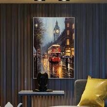 1 Pieza de Pintura en Lienzo de Escena Romántica de la Calle de Londres, Hermosa Escena Nocturna de Arte en Lienzo sin Marco, Adecuada para Sala de Estar, Dormitorio, Pasillo - transparente - Ver 7