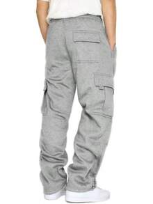 Men's Cargo Sweatpants Casual Fleece Joggers Loose Fit Open Bottom Athletic Pants Men With Pockets - trắng - Xem 7