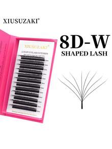 XIUSUZAKI Automatic Flowering W Shape Bloom 8D Premade Fans Eyelashes Extensions Natural Soft Individual Lashes 12Rows - Black - View 2