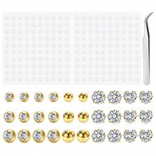 30-35pcs Fake Belly Piercing Cubic Zirconia Belly Button Rings Ear Lip Eyebrow Nose Non Piercing Studs Fake Piercing Jewelry - Multicolor-3 - View 10