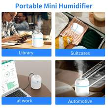 Portable Small Humidifier, USB Personal Desktop Humidifier For Car, Office Room, Bedroom, Auto Shut-Off, 2 Mist Modes, Super Quiet(220ml, White) - White - View 6