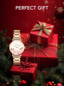 Coach Women's Rose Gold-Tone Quartz Bracelet Watch With Flower Pattern Dial Watch Elegant And Unique Ladies Stainless Steel Round Case Watch 30m Waterproof Watch,14503767 - Gold - View 6