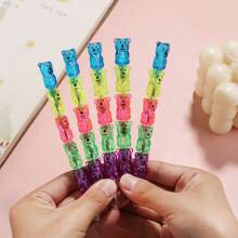 10pcs/5pcs/1pc Cartoon Bear Non-Sharpening Pencil, Multi-Section Building Blocks Stationery, Detachable Small Gift