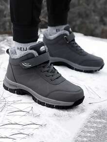 Plus Size Men's Fashionable Solid Color Plush Lining Walking Shoes, Comfortable Casual Durable Shoes Suitable For Outdoor Activities - Multicolor - View 14