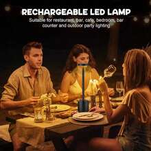 可充电无线LED台灯，三色平滑调光 - 便携式LED台灯，适用于餐厅、卧室、户外，现代金属设计，触控操作，可独立摆放，卧室夜灯 | 现代LED灯 | 无线灯，台灯，适用于家庭/酒吧/餐厅/酒店/办公桌，可作为生日礼物、圣诞礼物或夜灯送给朋友 - 均碼 - 查看 7