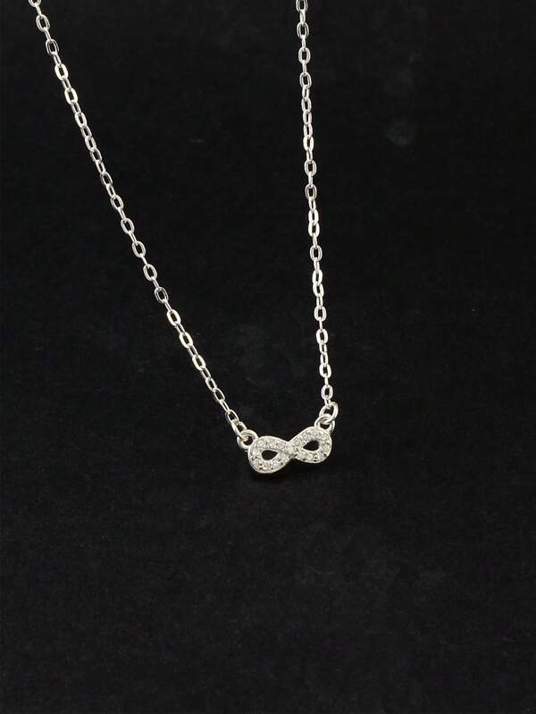 1 pièce Collier pendentif en argent sterling 925 creux avec symbole infini, bijou de luxe polyvalent et pour femmes, convient pour les fêtes, les banquets et le port quotidien