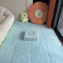 15pcs Interlocking Carpet Tiles, Bedroom Bedside Long Plush EVA Foam Puzzle Mat, Home Living Room Large Area Block Floor Rug Set - High Pile