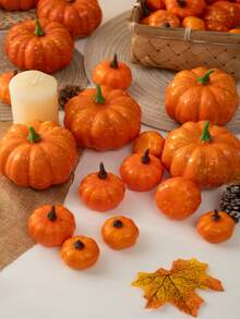 10/4pcs/Halloween Autumn Decoration Pumpkin Props Black White Yellow Pink Multicolor Selection Simulated Pumpkin Decoration Is Suitable For Courtyard Indoor Table Decoration Halloween Autumn Festival Decoration Supplies Home Decor Halloween Decor Room Decor - Yellow - View 3