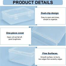 4 Piece Of Transparent Buckle Open-Type Portable Sundry Storage Box In Small, Medium And Large Sizes, Suitable For Storing Hair Accessories, Small Items On The Desktop, Dustproof And Anti-Fouling. - Clear - View 7