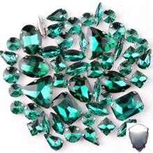 50 件/包，闪光混合形状玻璃水钻，银色金属平底，混合形状手工缝制水钻，用于衣服平底工艺宝石水晶缝制水钻带爪，DIY 配件用于装饰衣服、连衣裙、包、鞋子、胸针、耳环、手工艺品