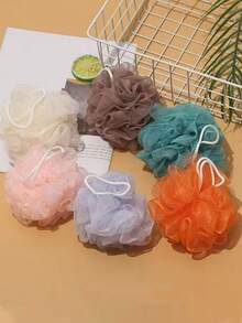 5pcs/3pcs/1pc Black Shower Puff, Bath Sponge, Loofah Scrubber, Exfoliating Shower Pouf, Loofah Shower Ball, Body Wash Scrubber, Exfoliating Bath Sponge For Men & Women - Multicolor - View 6